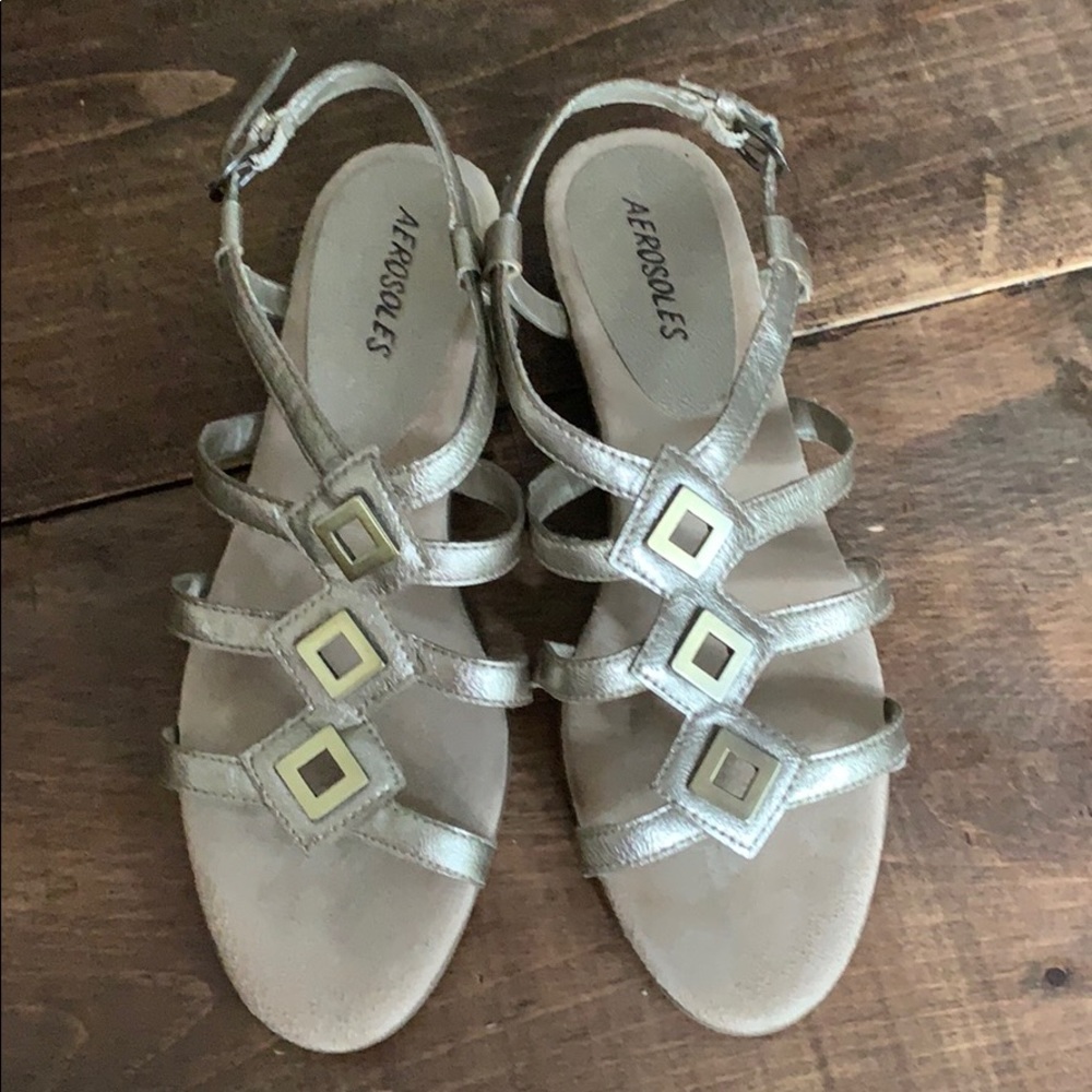 Aerosoles metallic brass comfort strap sandal